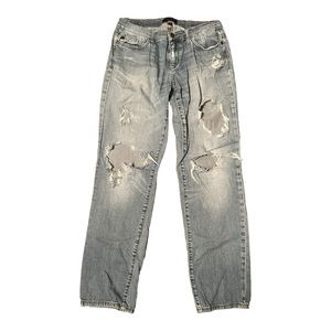 Judy Blue Faded Light Blue Distressed Straight Leg Jeans